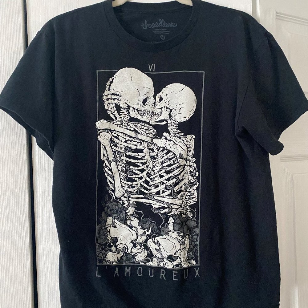 Women's Black Skeleton Embrace T-shirt
